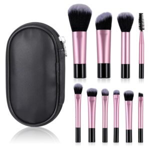 10 Pcs Mini Travel Makeup Brush Set with Case – Portable Makeup Brushes
