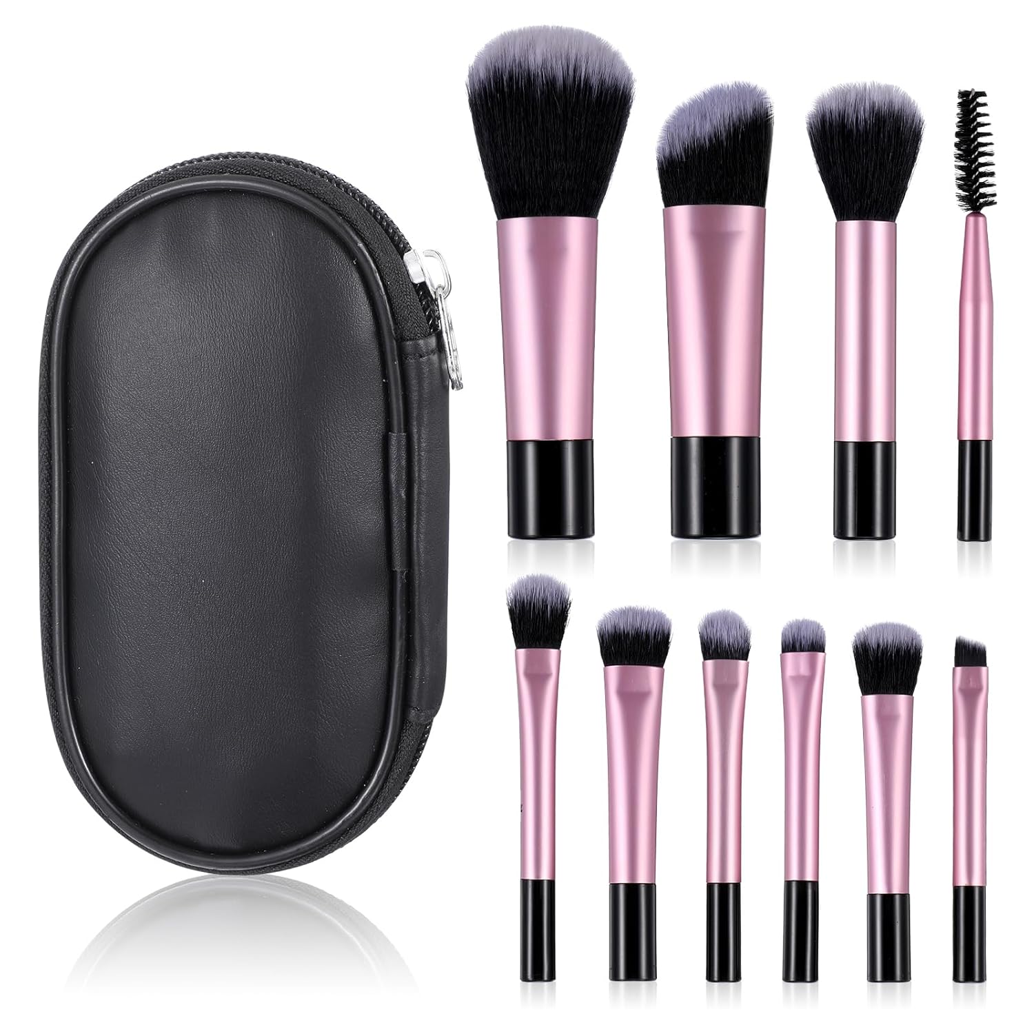 10 Pcs Mini Travel Makeup Brush Set with Case – Portable Makeup Brushes