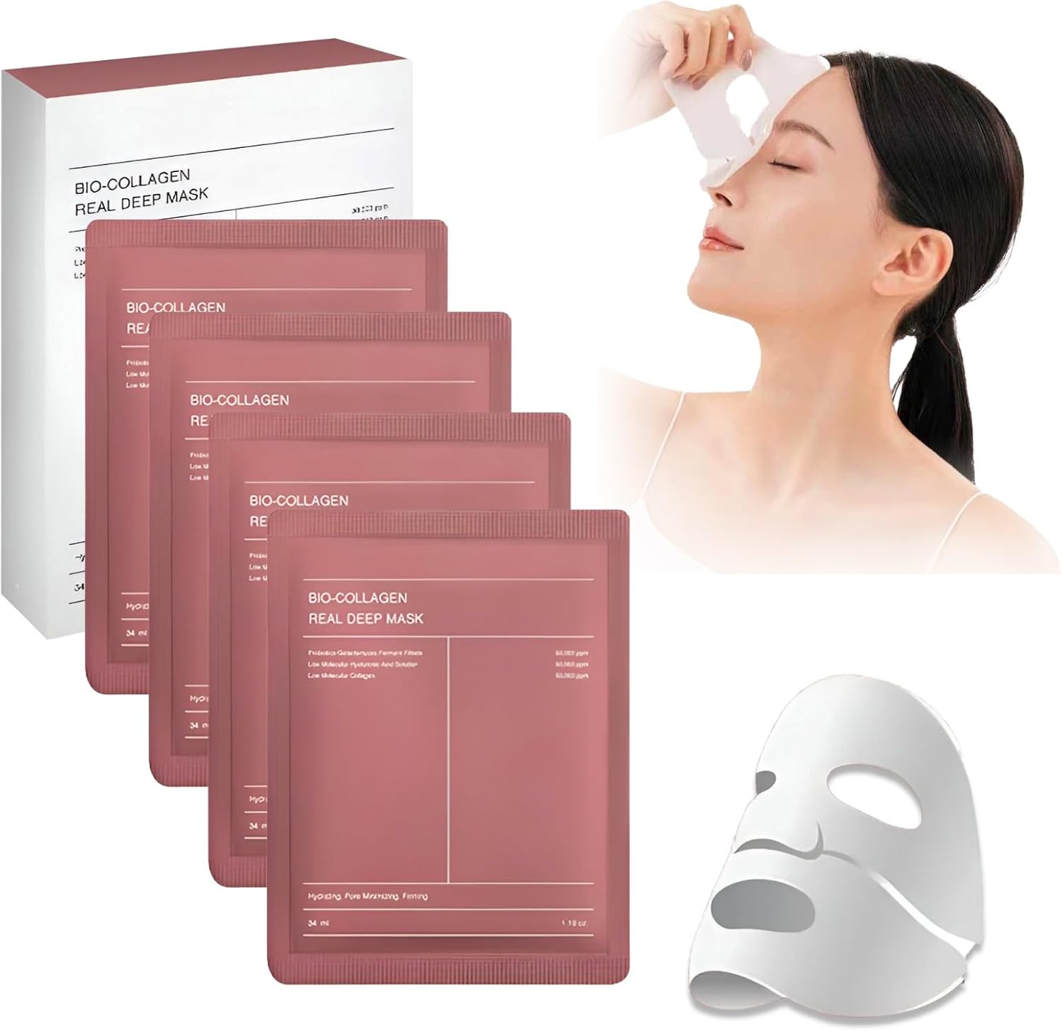 4 Pcs Bio-Collagen Real Deep Hydrogel Mask – Hydrating & Pore Minimizing - Image 2