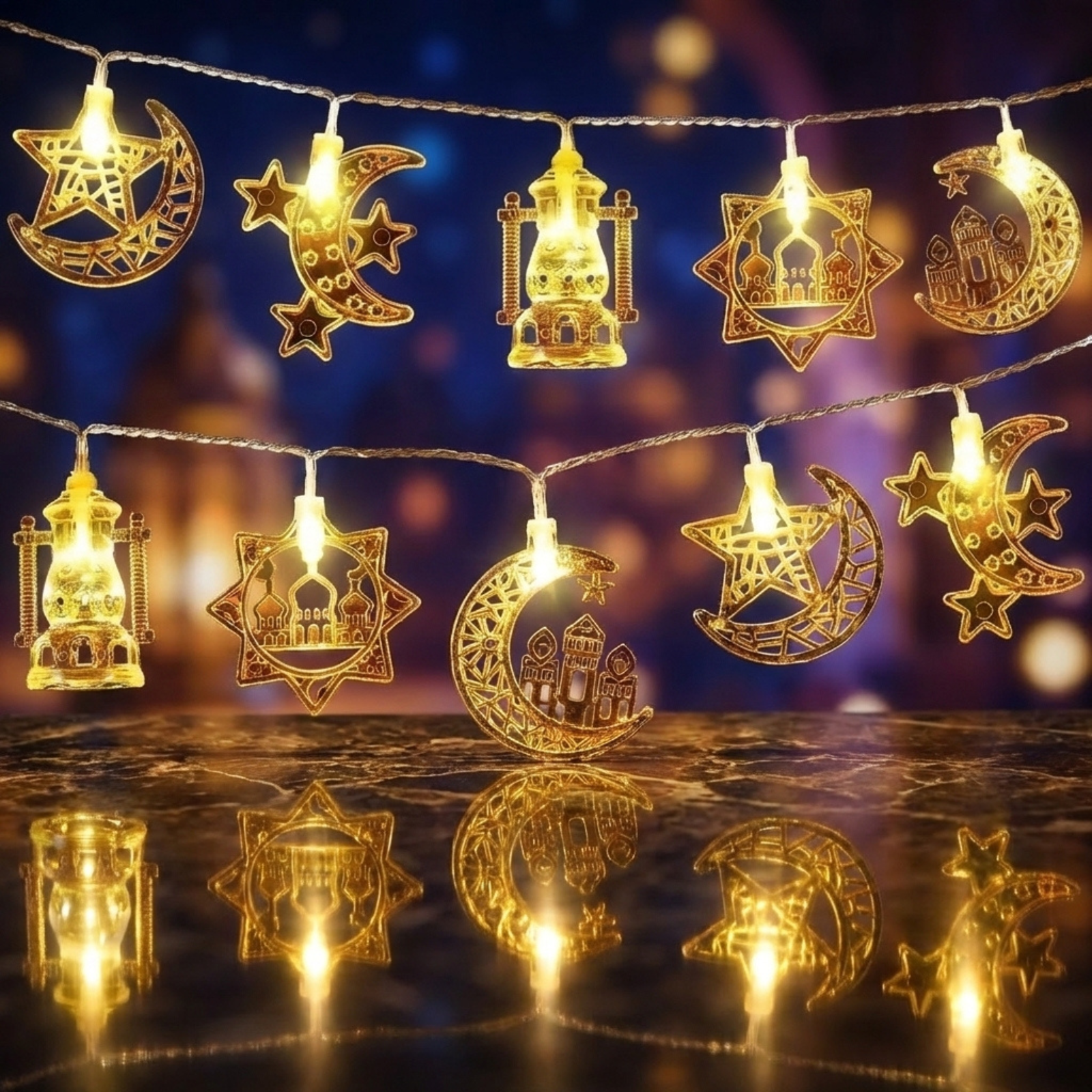 LA LUSH Ramadan Moon & Star LED String Lights – 10 Warm White LEDs, 10FT - Image 8