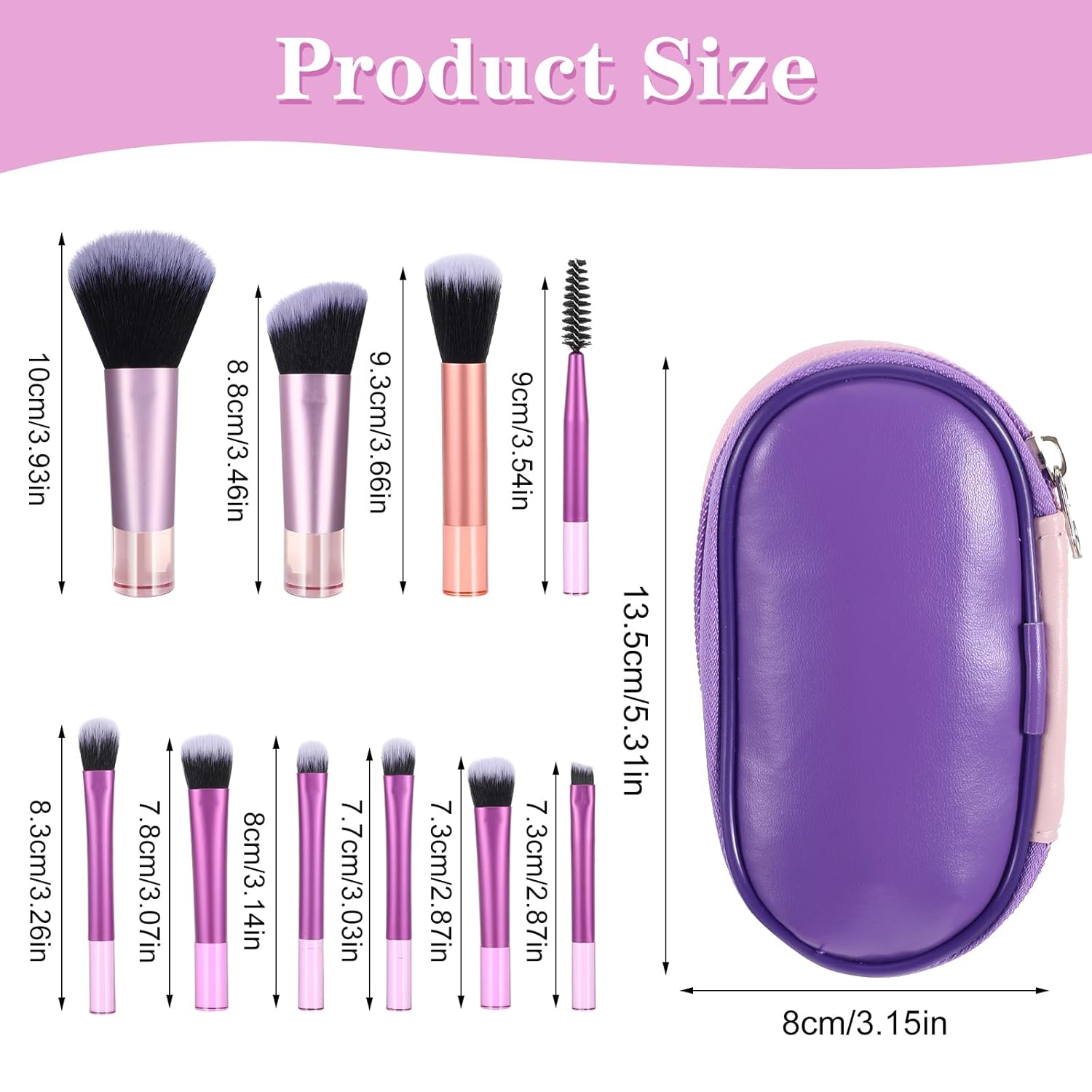 LA LUSH 10 Pcs Makeup Brush Set with Case – Complete Cosmetic Brushes Kit - Image 6