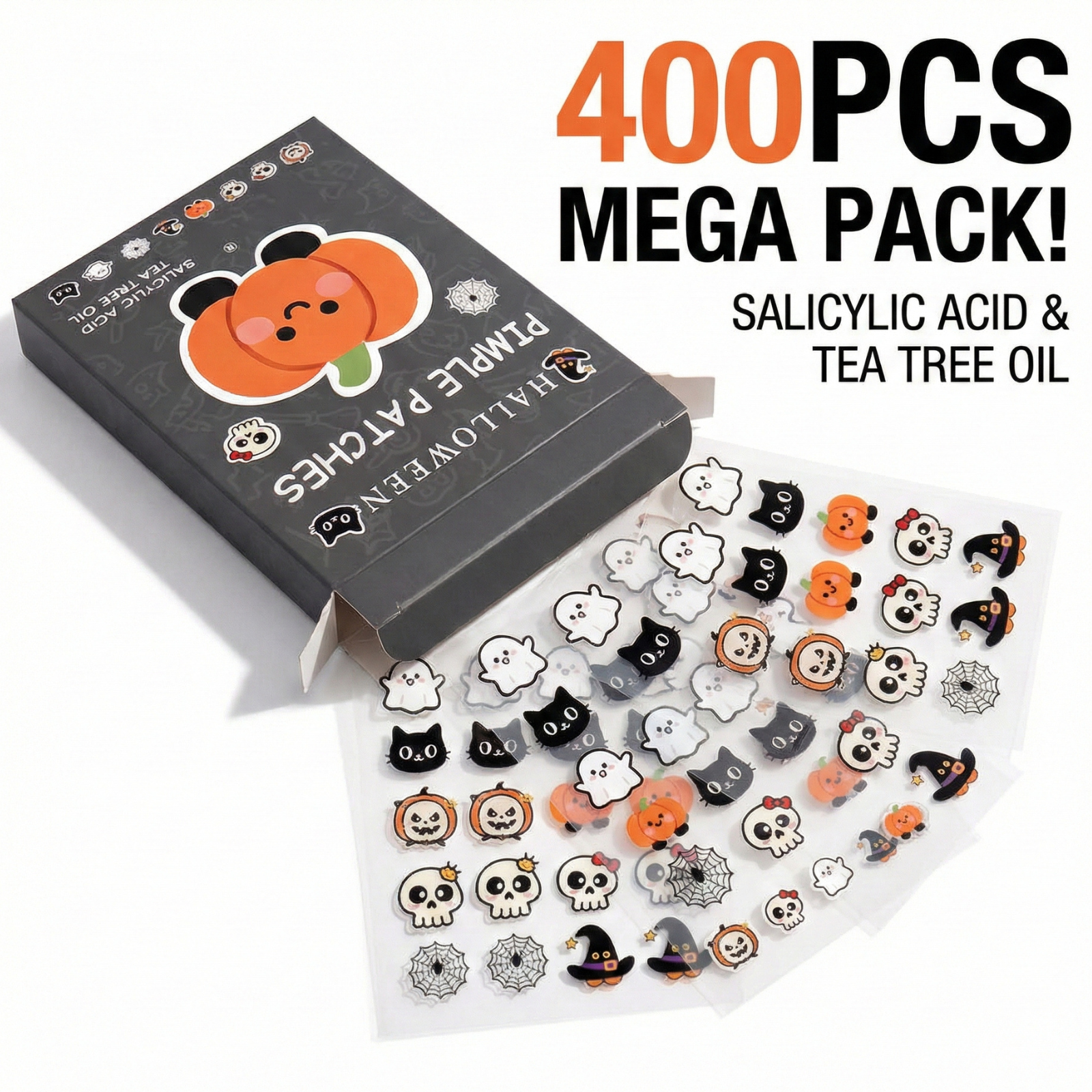 LA LUSH 400 Pcs Halloween Pimple Patches – Hydrocolloid Acne Stickers with Salicylic Acid & Tea Tree - Image 7