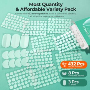 443 Pcs Hydrocolloid Pimple Patches – Acne Stickers for Face & Blemishes