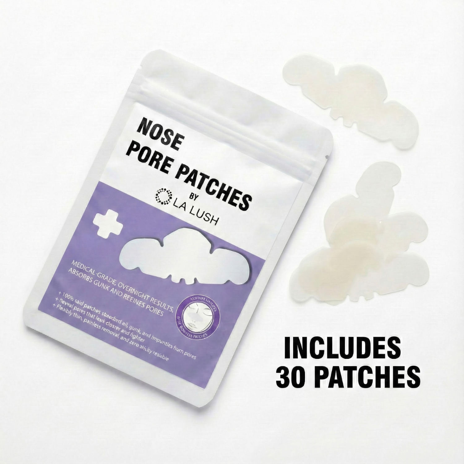 LA LUSH 30 Pcs Nose Strips – Blackhead Remover & Hydrocolloid Pore Patches - Image 8
