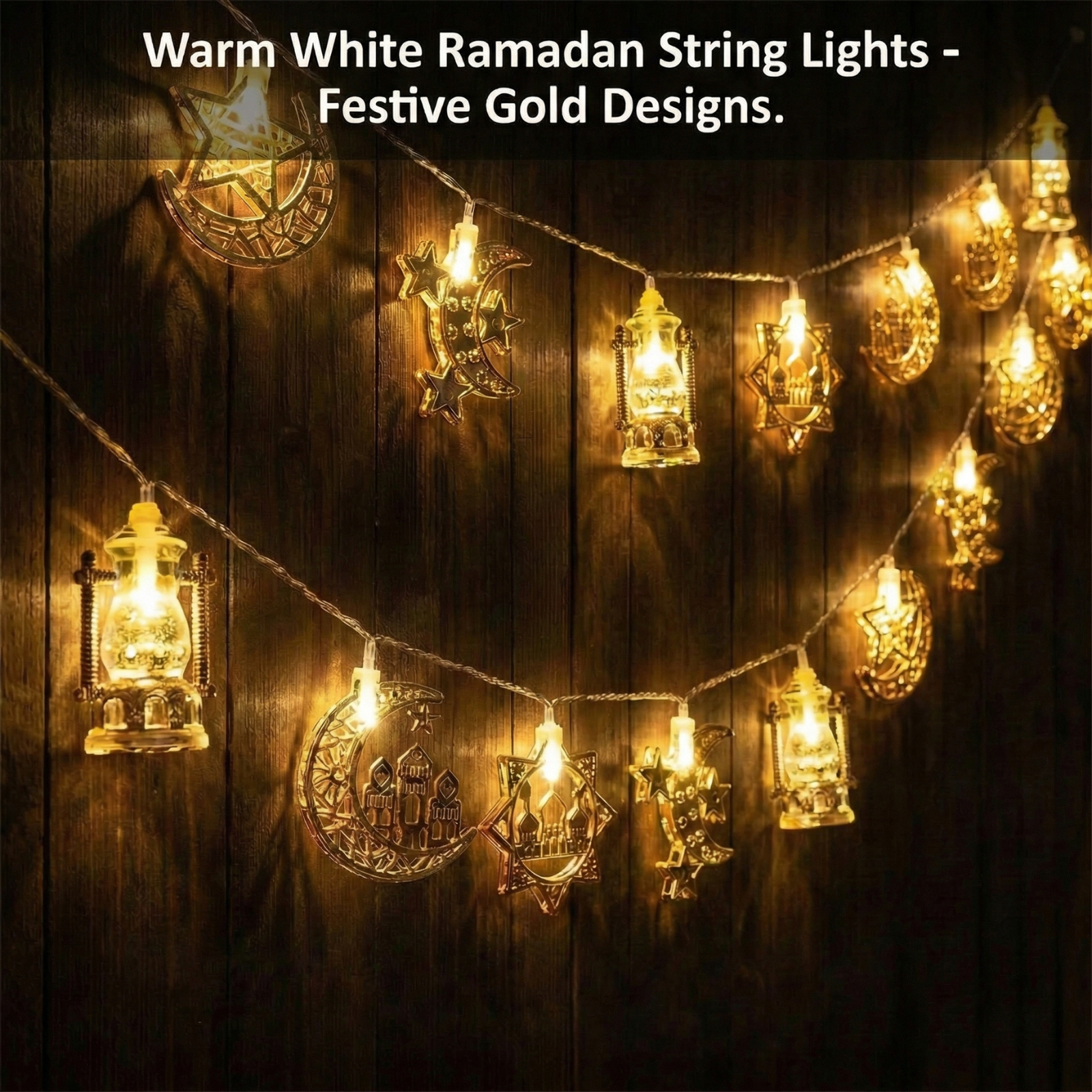 LA LUSH Ramadan Moon & Star LED String Lights – 10 Warm White LEDs, 10FT - Image 9