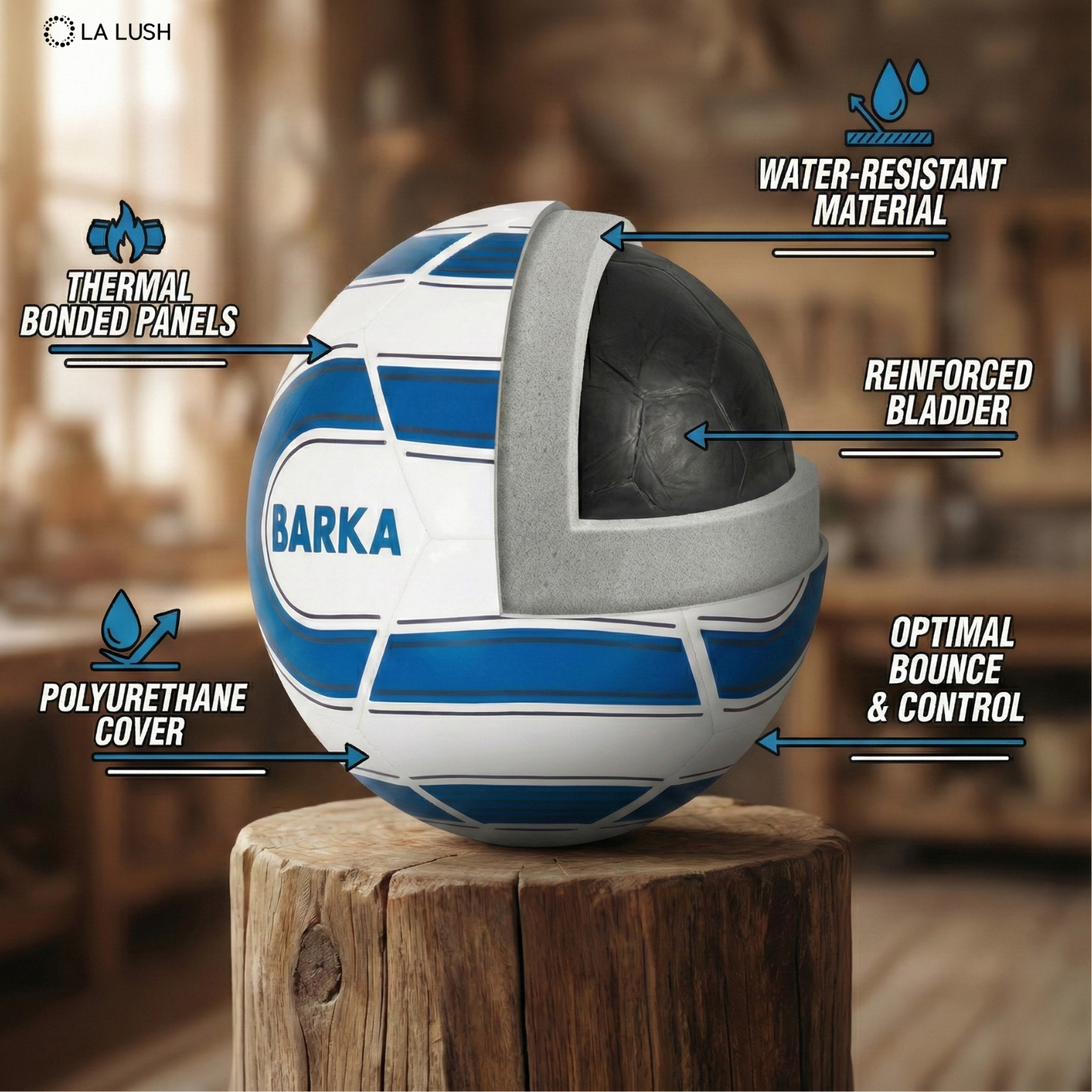 LA LUSH Waterproof PU Leather Football – Size 5 Soccer Ball for Match & Training - Image 3