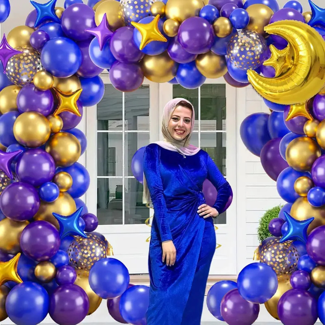 LA LUSH 83 Pcs Ramadan & Eid Balloon Decoration Set – Crescent & Star Foils - Image 4