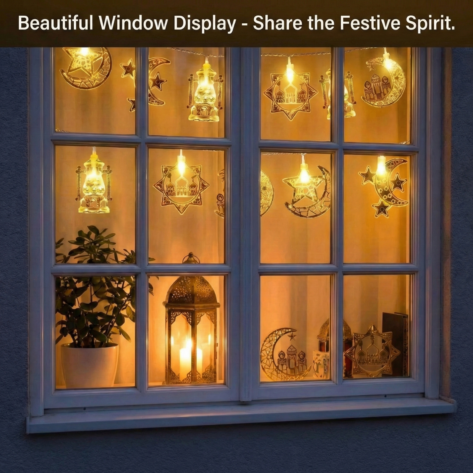 LA LUSH Ramadan Moon & Star LED String Lights – 10 Warm White LEDs, 10FT - Image 3