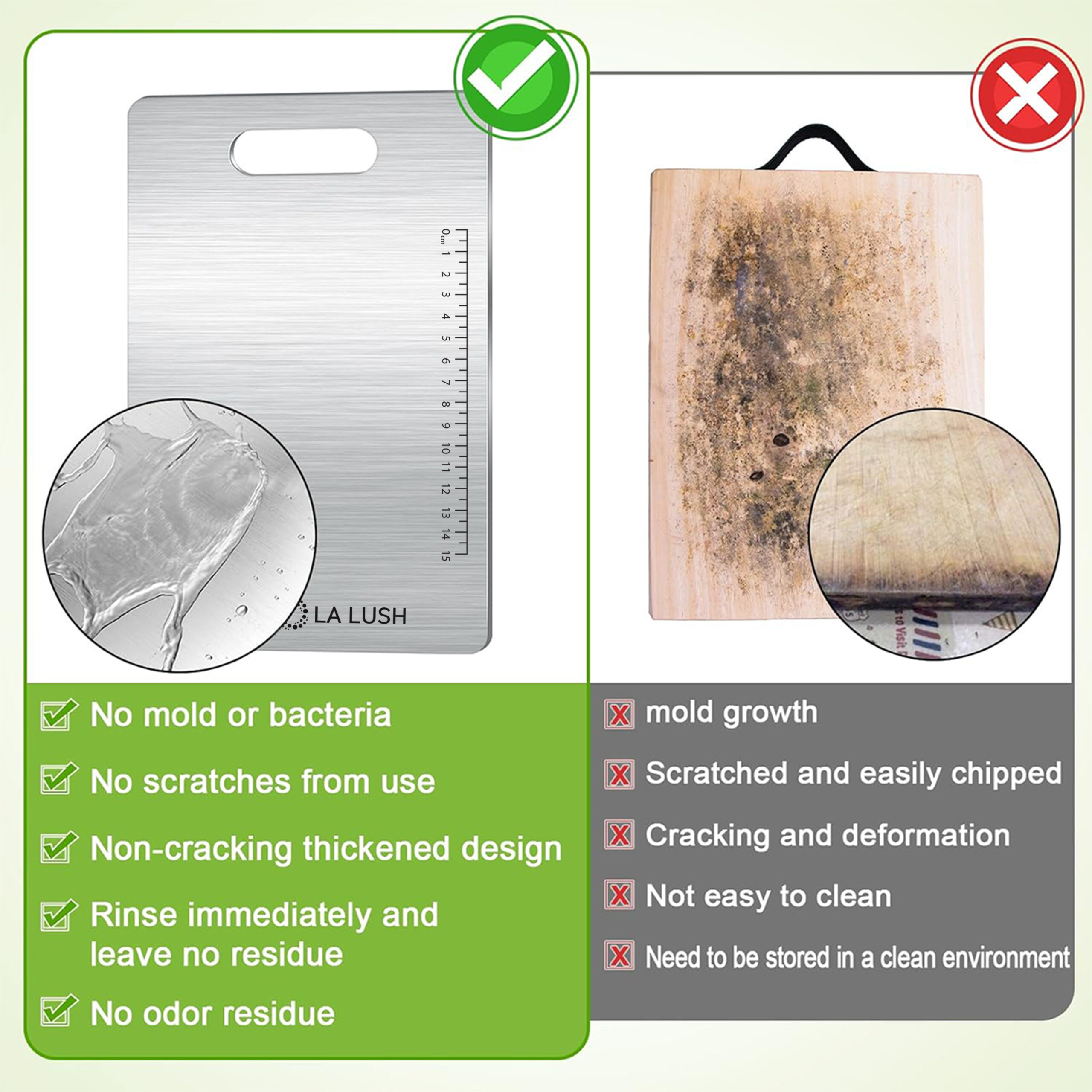 LA LUSH Titanium & Stainless Steel Cutting Board – Double-Sided 316 Grade Durable Chopping Board - Image 5