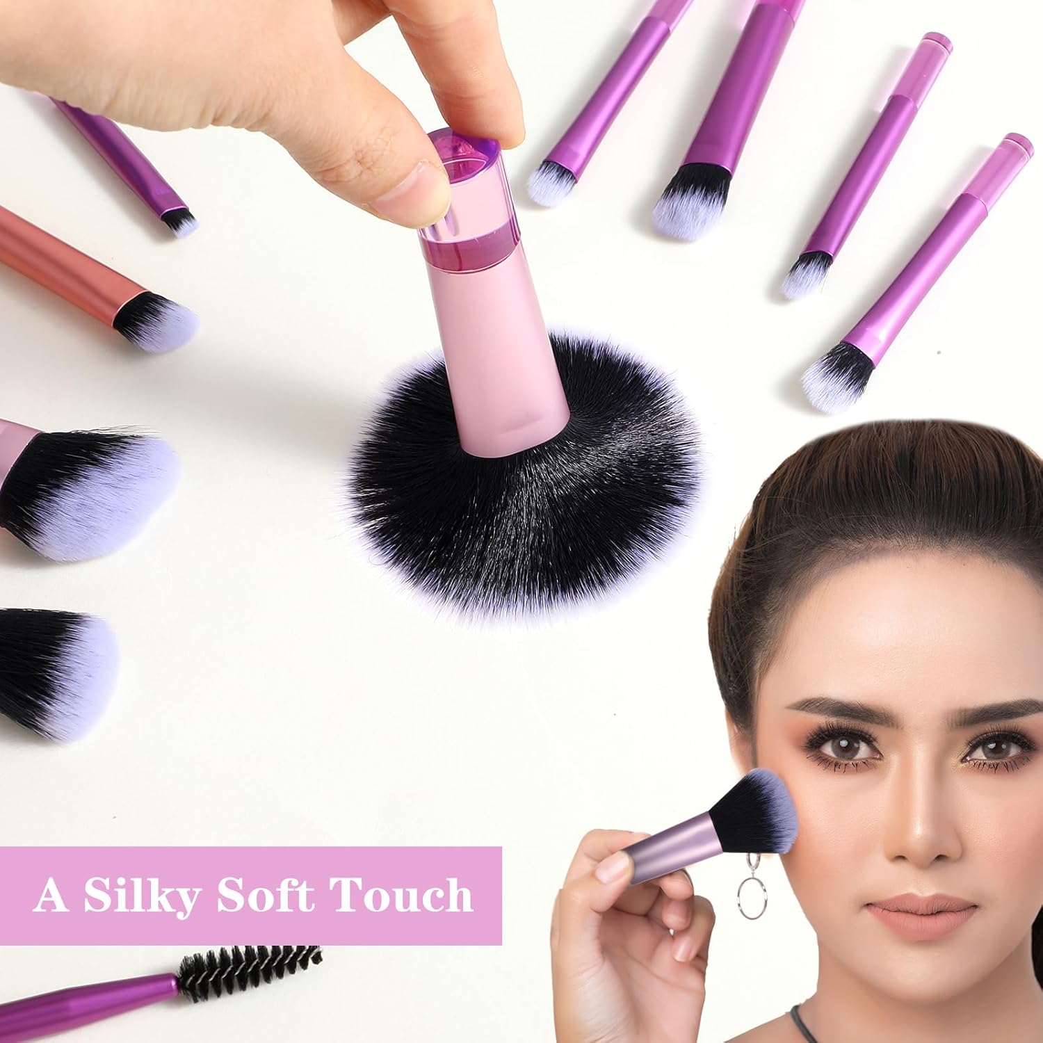 LA LUSH 10 Pcs Makeup Brush Set with Case – Complete Cosmetic Brushes Kit - Image 9