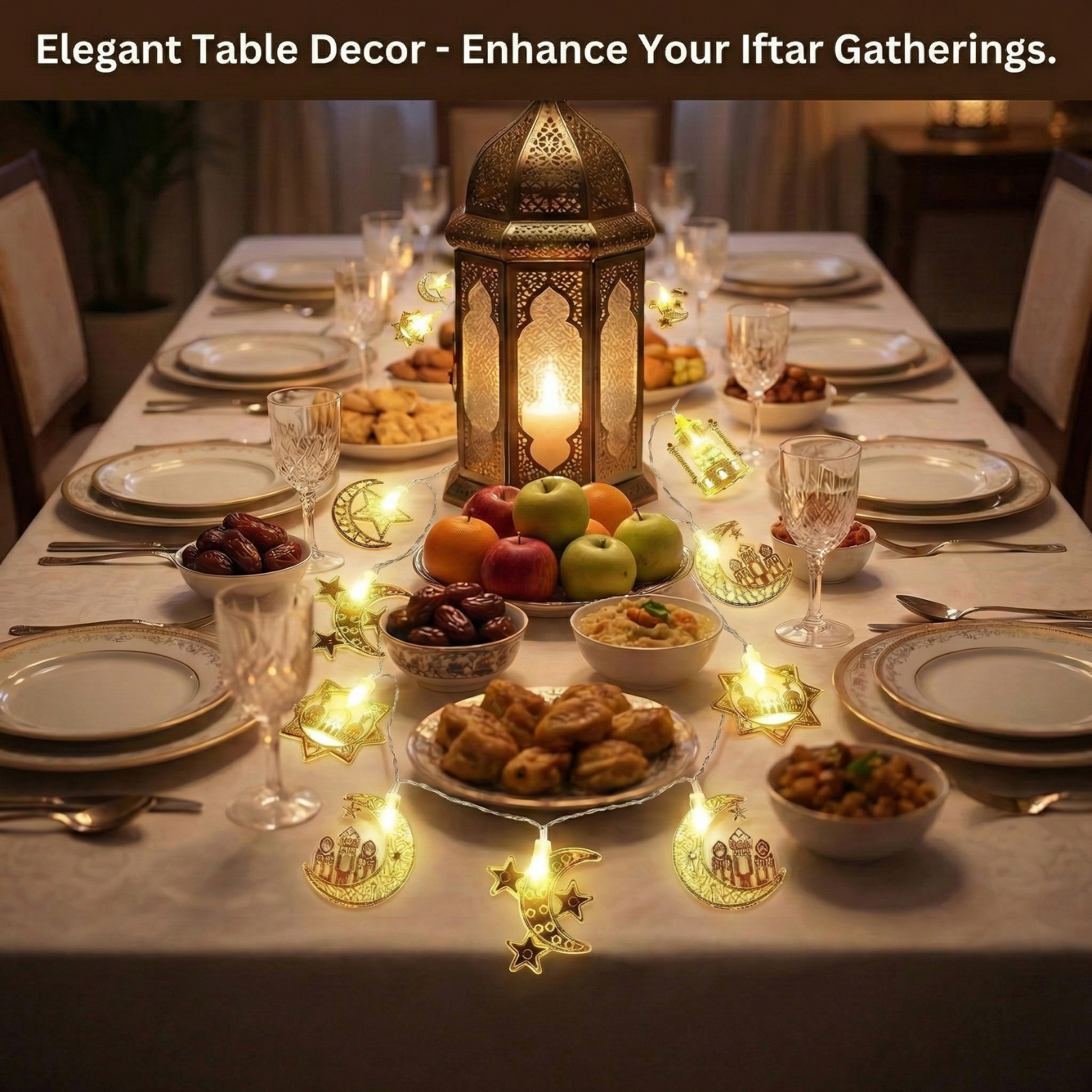 LA LUSH Ramadan Moon & Star LED String Lights – 10 Warm White LEDs, 10FT - Image 4