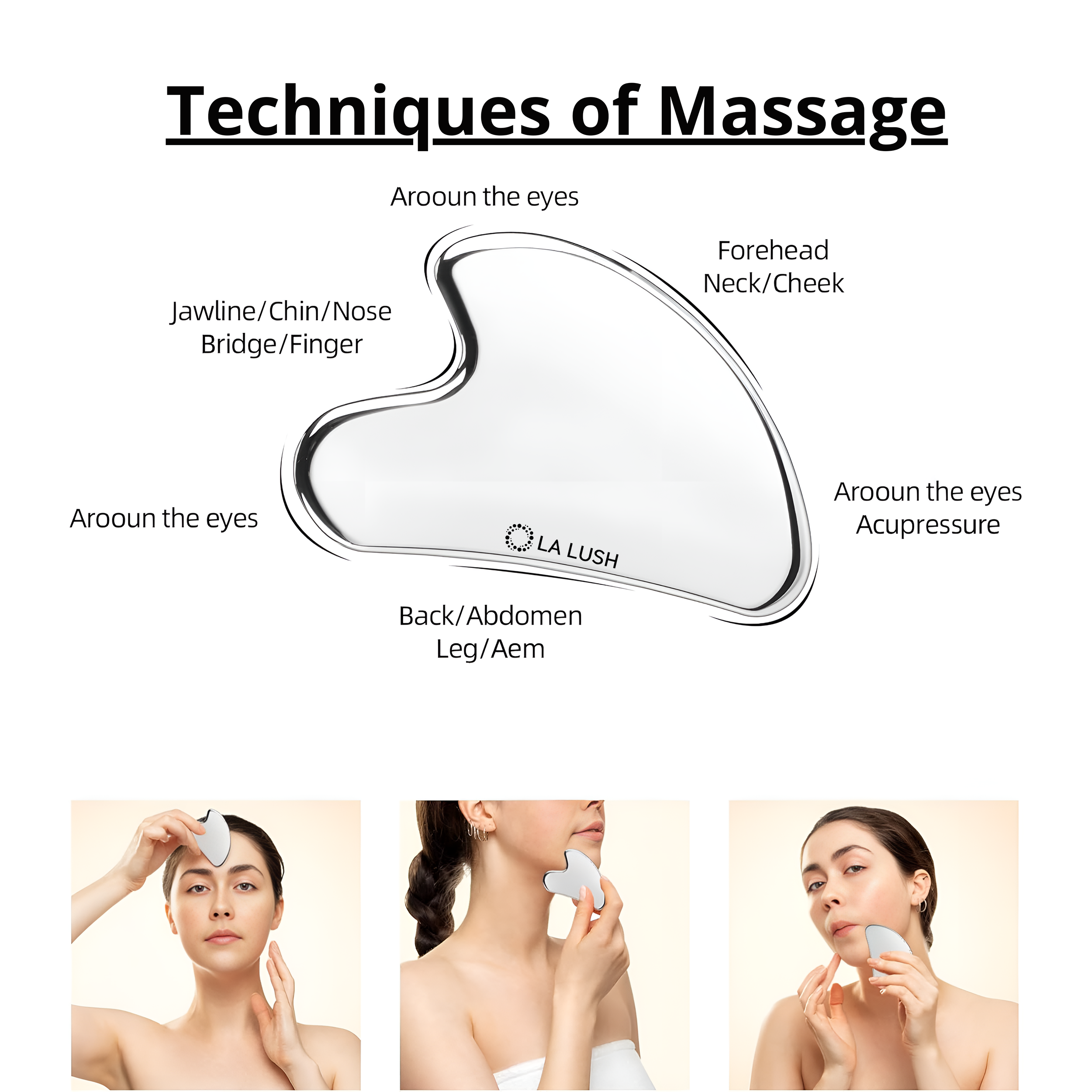 LA LUSH Ice Face Roller & Gua Sha Set – Facial Massage Skincare Tools - Image 4