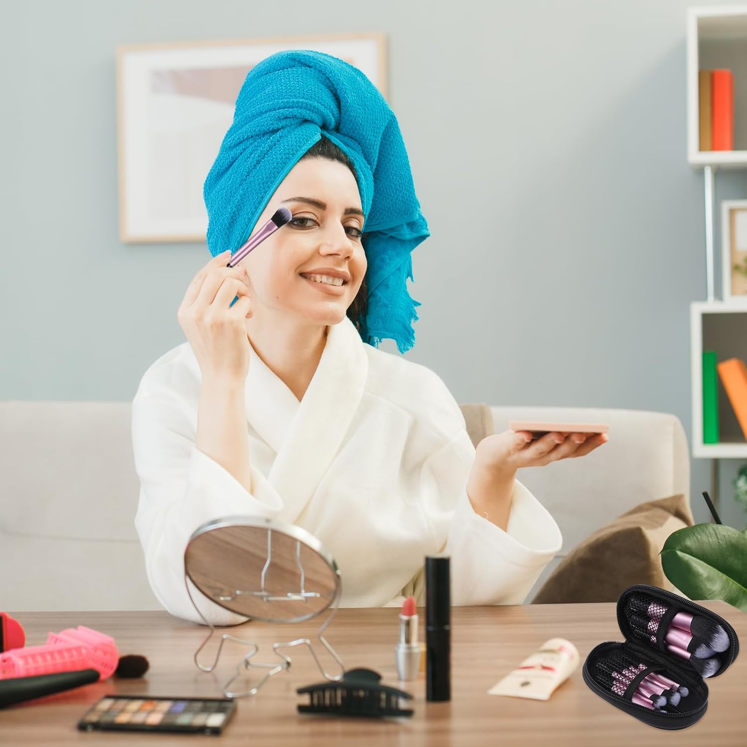 10 Pcs Mini Travel Makeup Brush Set with Case – Portable Makeup Brushes - Image 9