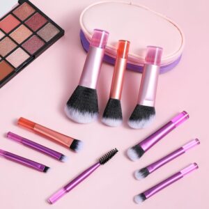 LA LUSH 10 Pcs Makeup Brush Set with Case – Complete Cosmetic Brushes Kit