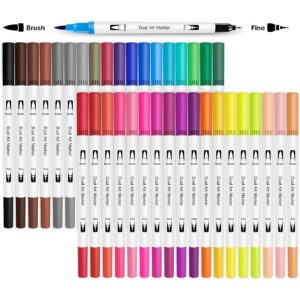 LA LUSH 36 Colors Dual Tip Brush Markers Set | Art & Calligraphy Pens