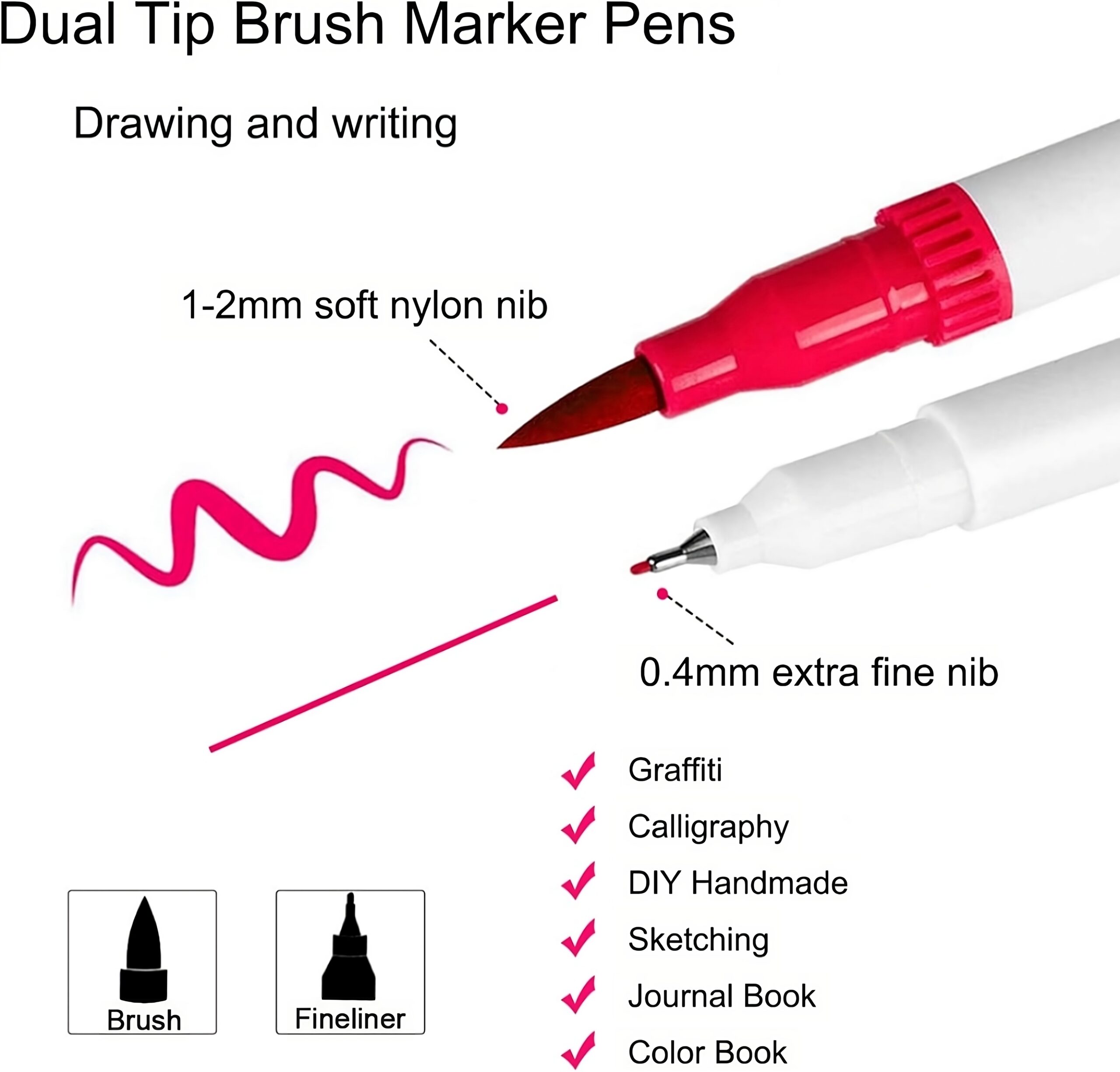 LA LUSH 36 Colors Dual Tip Brush Markers Set | Art & Calligraphy Pens - Image 7