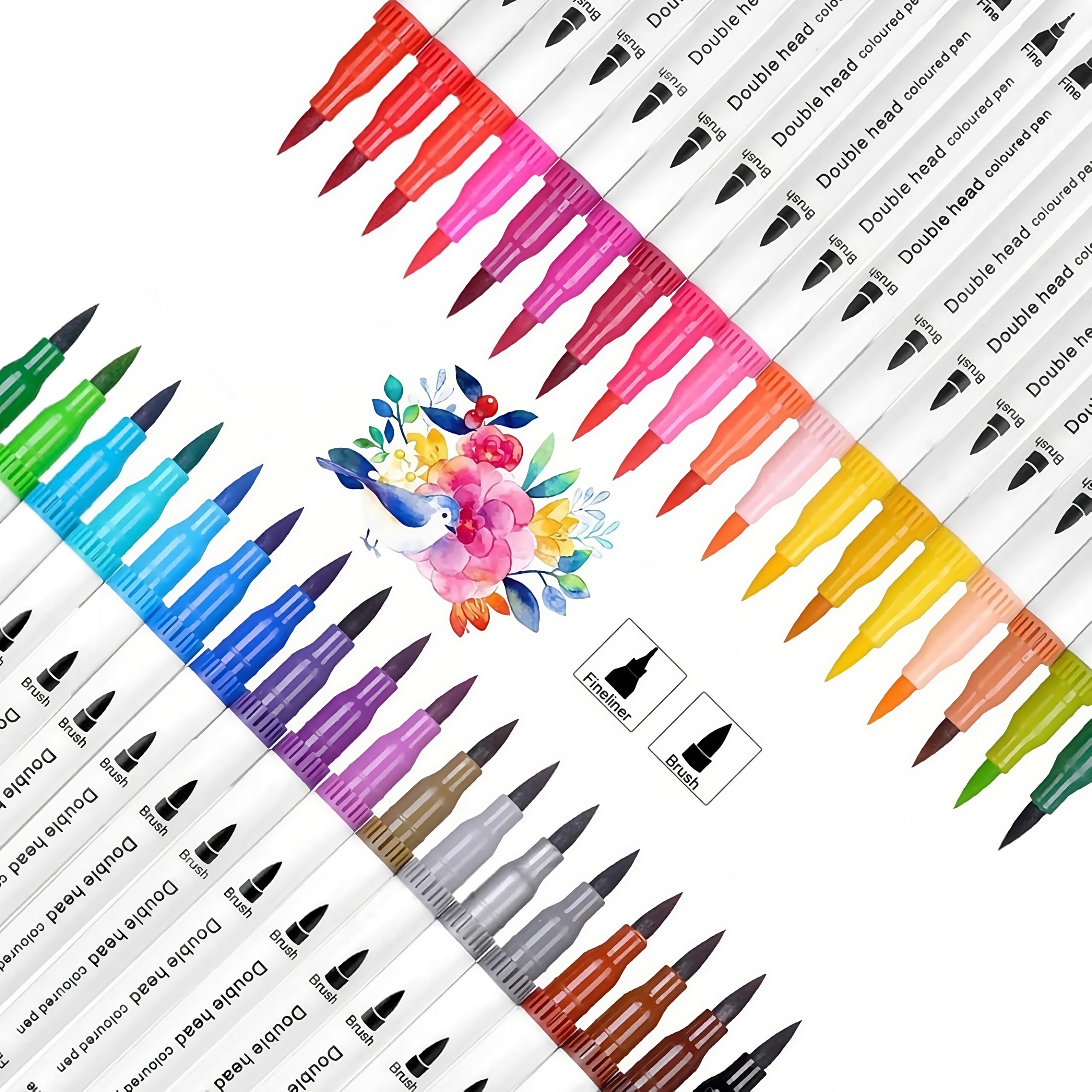 LA LUSH 36 Colors Dual Tip Brush Markers Set | Art & Calligraphy Pens - Image 3