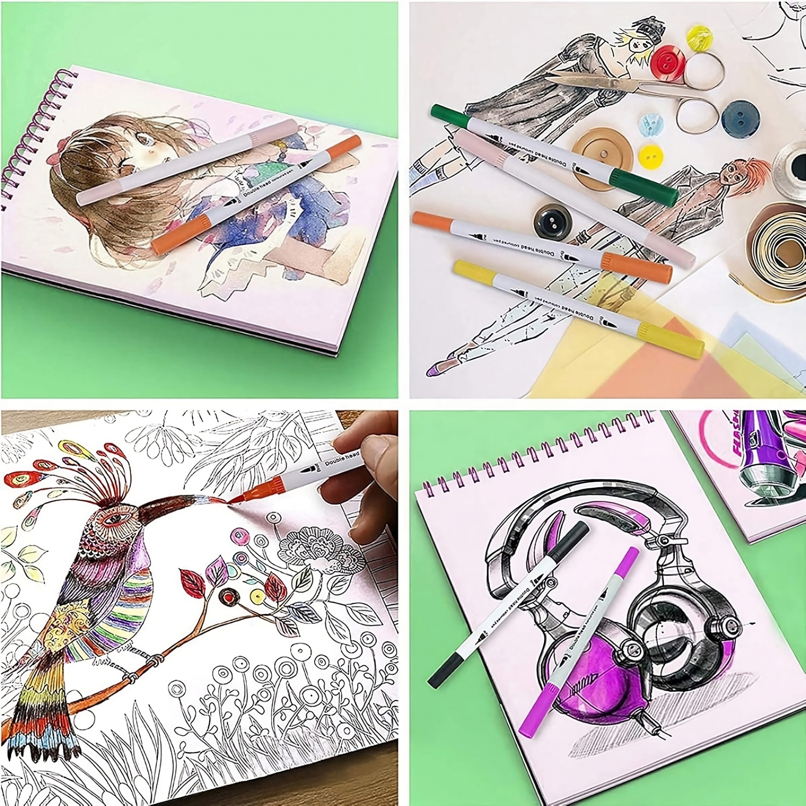 LA LUSH 36 Colors Dual Tip Brush Markers Set | Art & Calligraphy Pens - Image 4