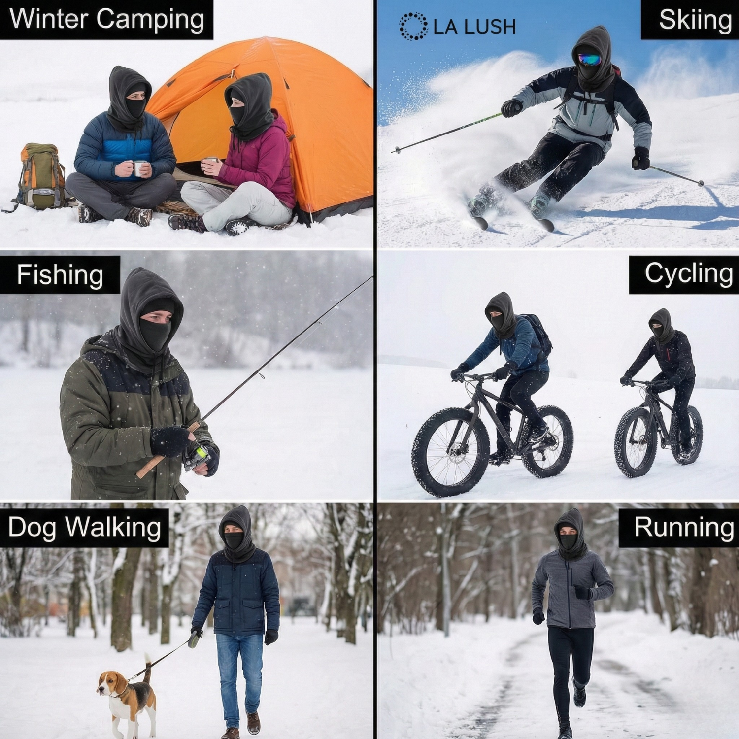 LA LUSH 3-in-1 Balaclava Winter Mask – Windproof Hat & Scarf for Men & Women - Image 8