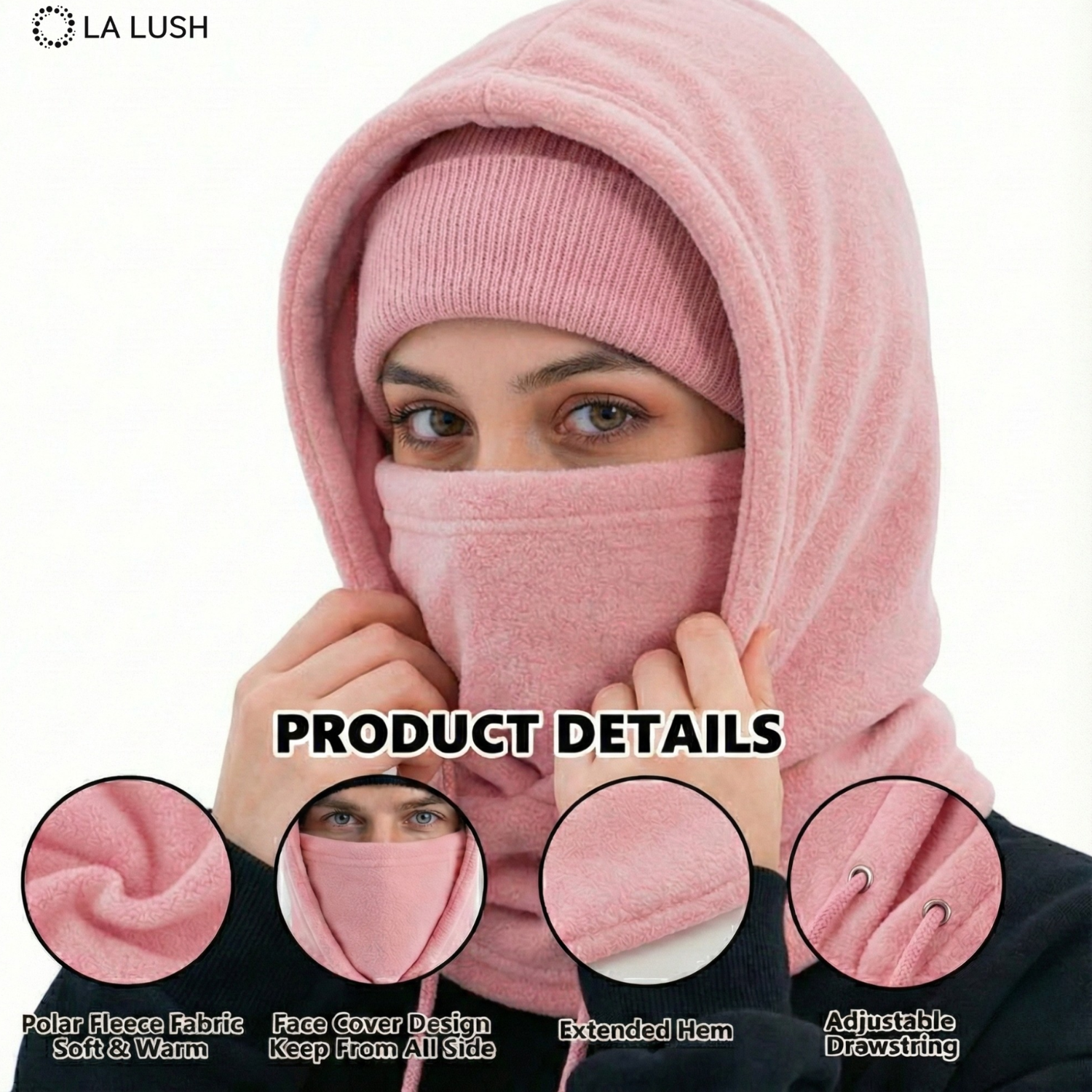 LA LUSH 3-in-1 Balaclava Winter Mask – Windproof Hat & Scarf for Men & Women - Copy - Image 7