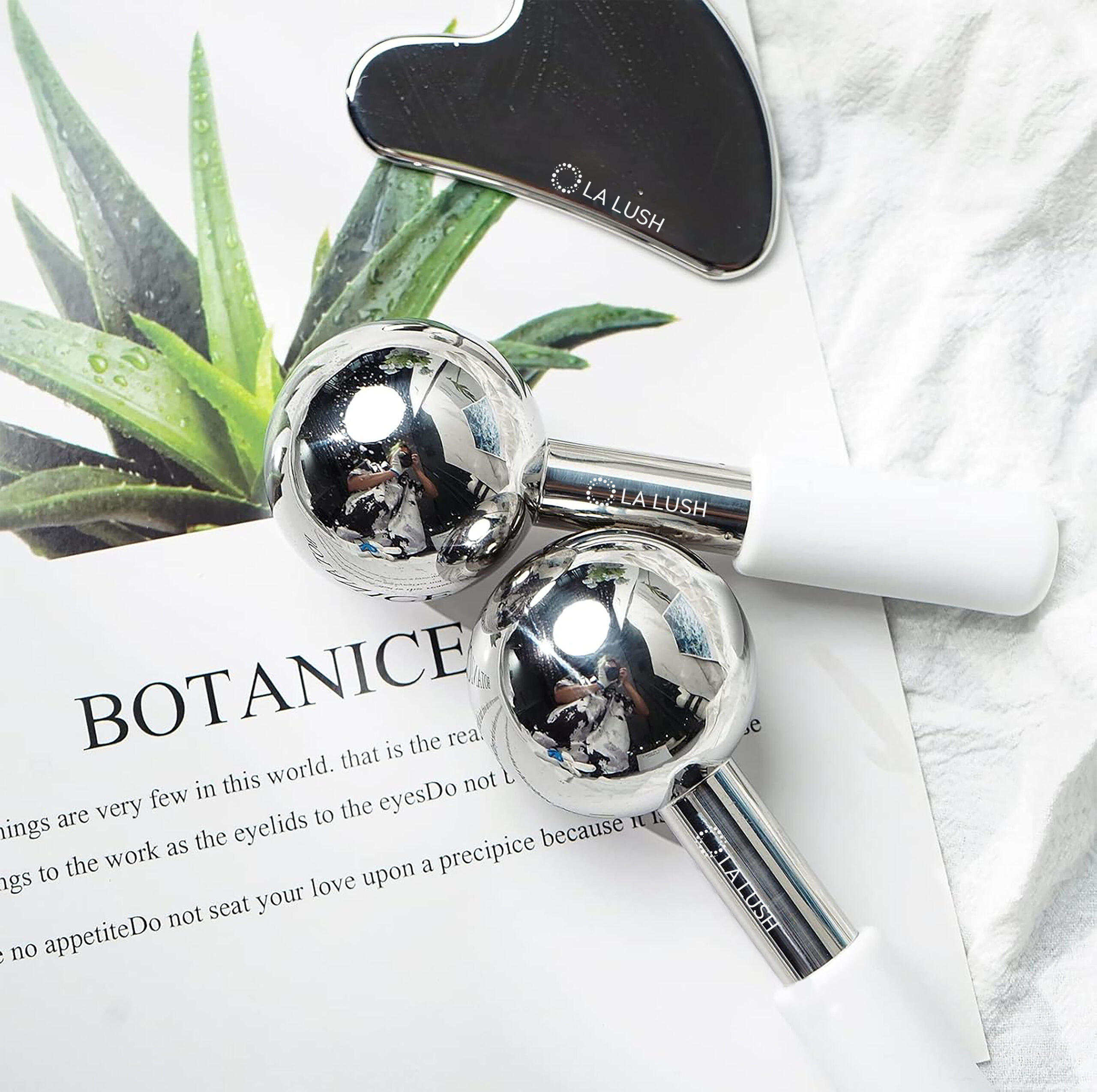 Ice Globes & Gua Sha Set – Steel Cryo Facial Massage Tools - Image 4